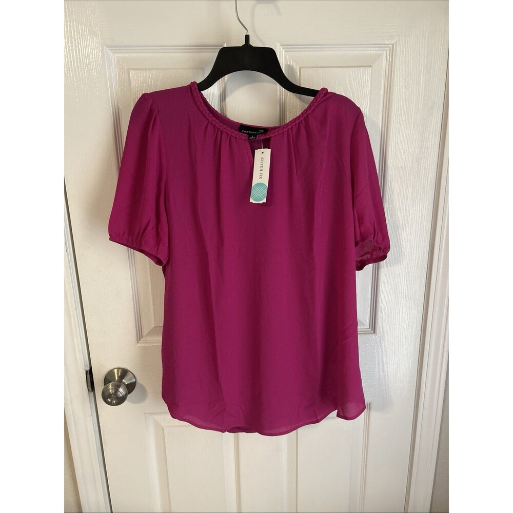 Fortune+Ivy Laurren Keyhole Blouse, Fuschia, NWT Stitchfix